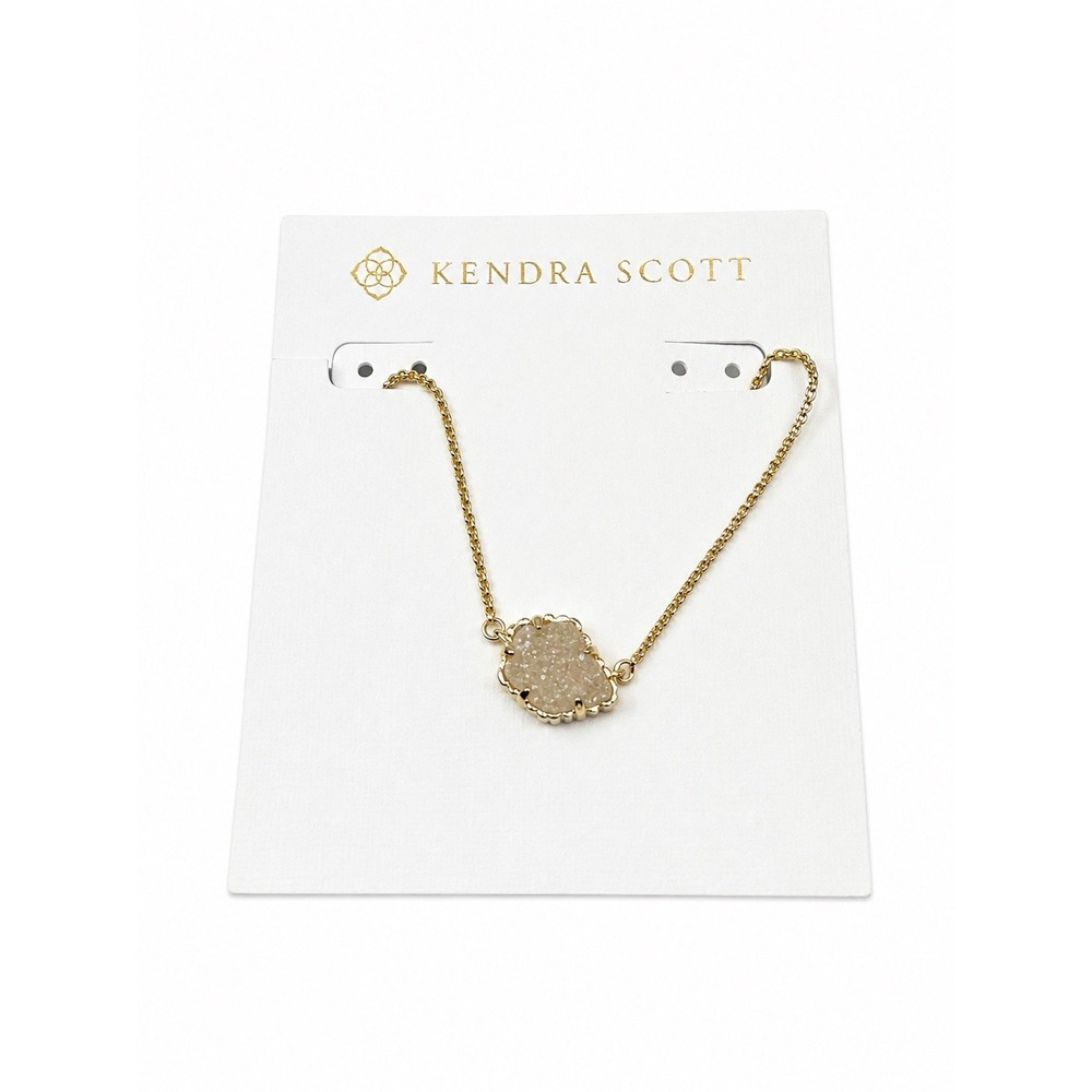 Kendra Scott Tess Pendant Necklace Gold Iridescent Drusy Quartz 4217716922
